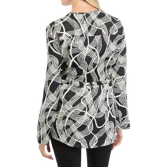 Ruby Rd. Women Buttoned Black and White Abstract Print Charmeuse Jacket Size‎ XL - Picture 2 of 6